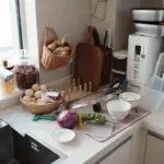 Cozy kitchen corner with ingredients and appliances