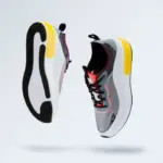 Close-up photo of sneakers on white background, studio product shot